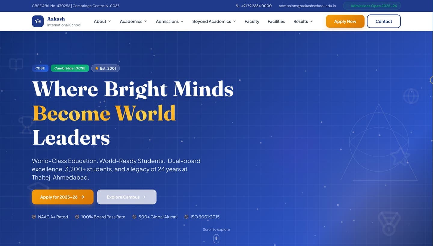Aakash International School — Websites website built by OM Marketing Solutions